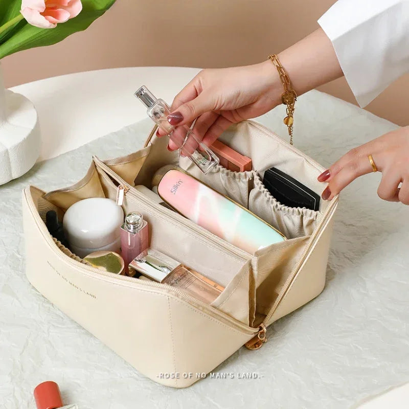 Large Capacity Cosmetic Bag Cosmetic Storage Bag PU Leather Portable Travel Toiletry Bag Women Cosmetic Bag Toiletries Organizer Boutique Voyage