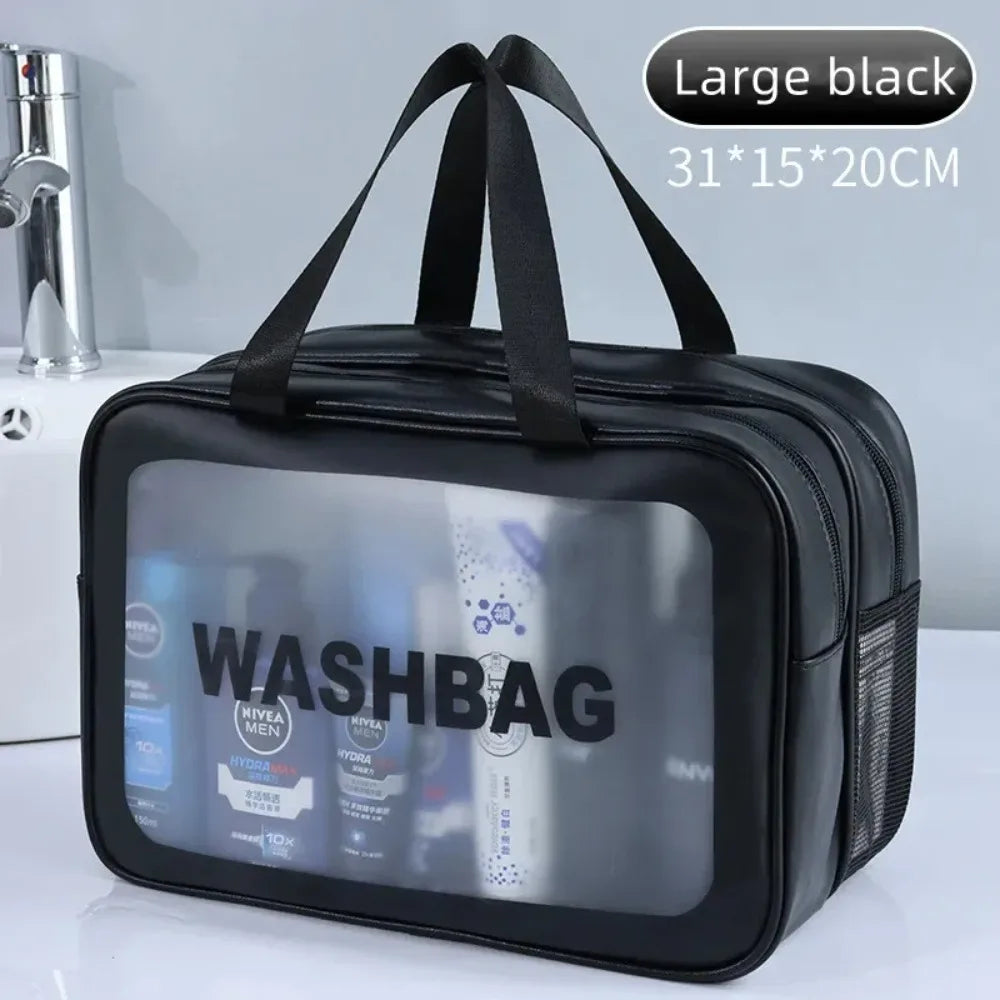 Dry-wet separation double transparent PU makeup bag portable washing bag cosmetic storage bag travel fitness swimming essentials Boutique Voyage
