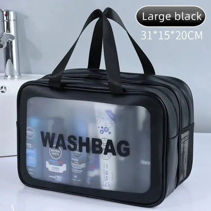 Dry-wet separation double transparent PU makeup bag portable washing bag cosmetic storage bag travel fitness swimming essentials Boutique Voyage