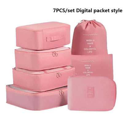 7pcs Set Foldable Clothes Sorting Organizer Bag Portable Luggage Travel Storage Bags,Travel Clothing Organizer,Packing Cubes Boutique Voyage
