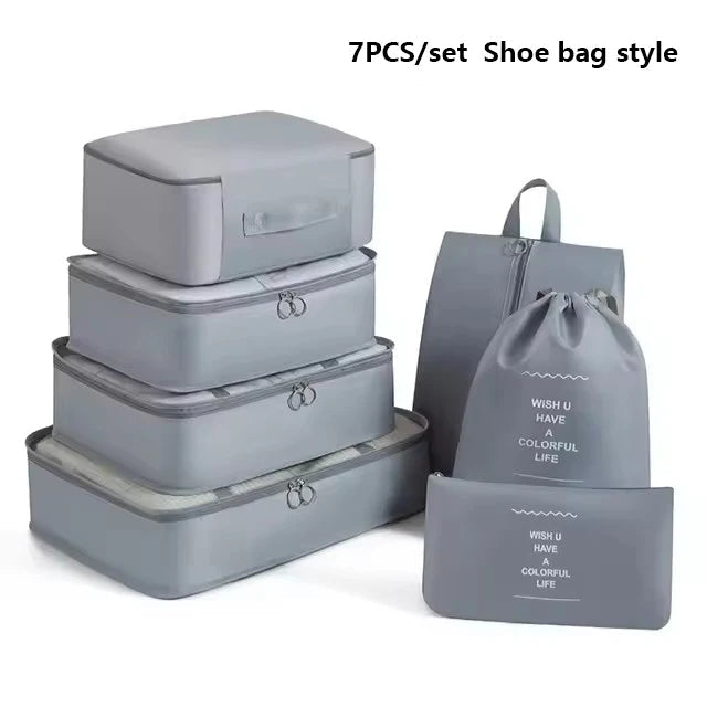 7pcs Set Foldable Clothes Sorting Organizer Bag Portable Luggage Travel Storage Bags,Travel Clothing Organizer,Packing Cubes Boutique Voyage