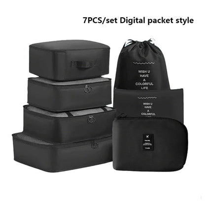 7pcs Set Foldable Clothes Sorting Organizer Bag Portable Luggage Travel Storage Bags,Travel Clothing Organizer,Packing Cubes Boutique Voyage