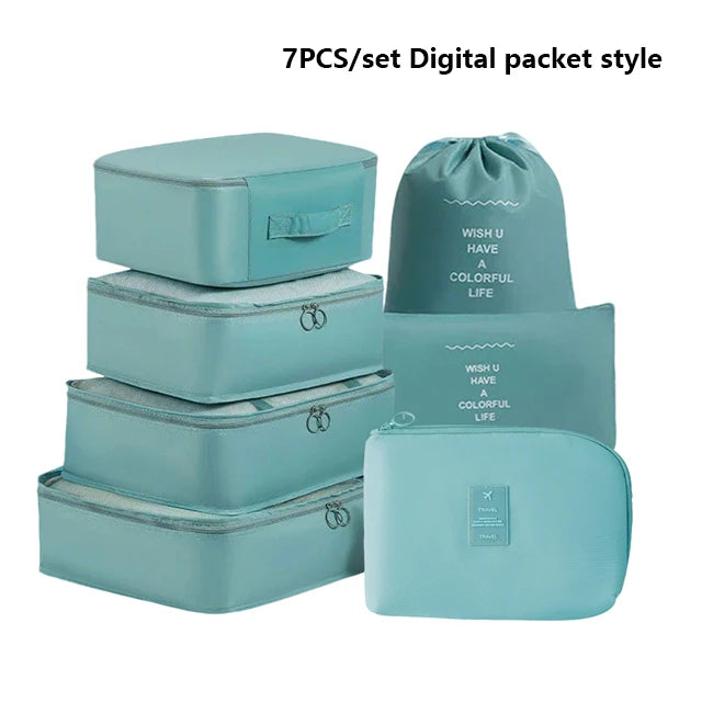 7pcs Set Foldable Clothes Sorting Organizer Bag Portable Luggage Travel Storage Bags,Travel Clothing Organizer,Packing Cubes Boutique Voyage