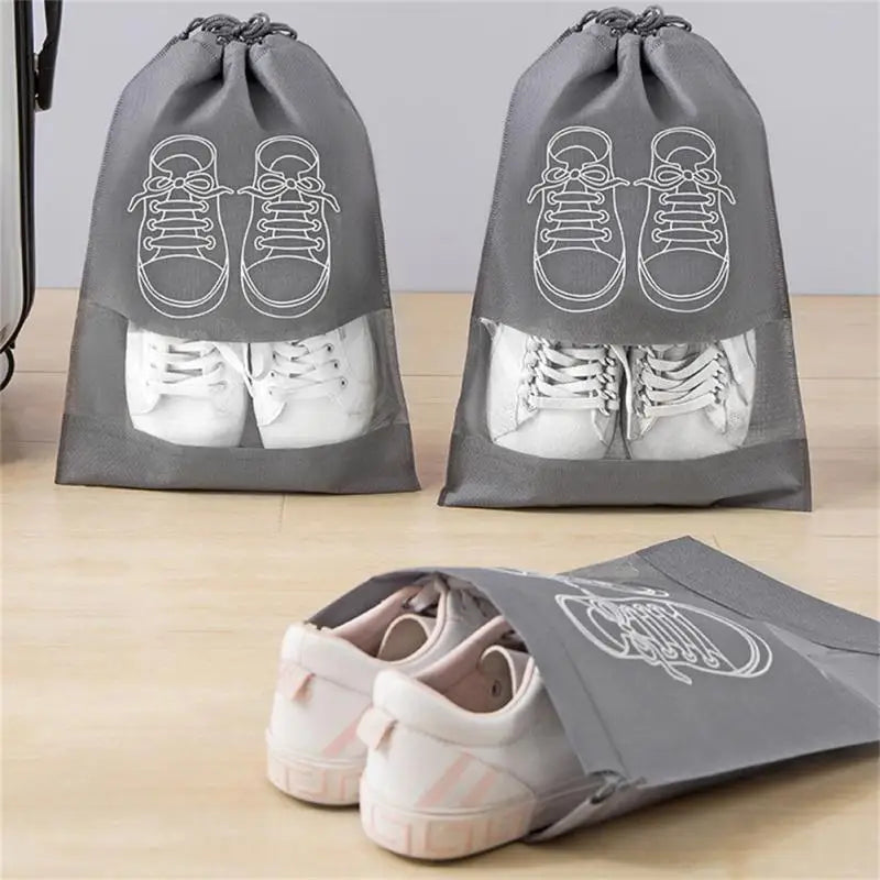 5/10pcs Shoes Storage Bag Closet Organizer Non Woven Travel Portable Bag Waterproof Pocket Clothing Classified Draw Hanging Bag Boutique Voyage