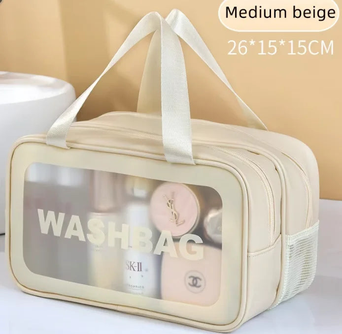 Dry-wet separation double transparent PU makeup bag portable washing bag cosmetic storage bag travel fitness swimming essentials Boutique Voyage