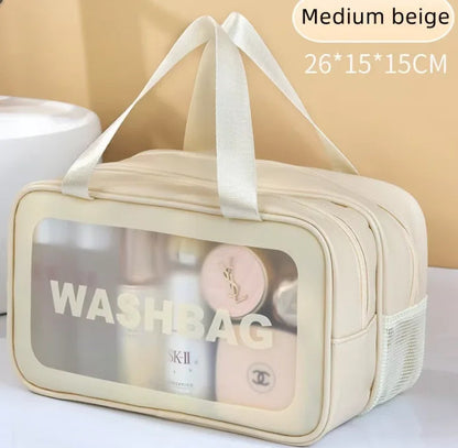 Dry-wet separation double transparent PU makeup bag portable washing bag cosmetic storage bag travel fitness swimming essentials Boutique Voyage