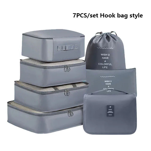 7pcs Set Foldable Clothes Sorting Organizer Bag Portable Luggage Travel Storage Bags,Travel Clothing Organizer,Packing Cubes Boutique Voyage
