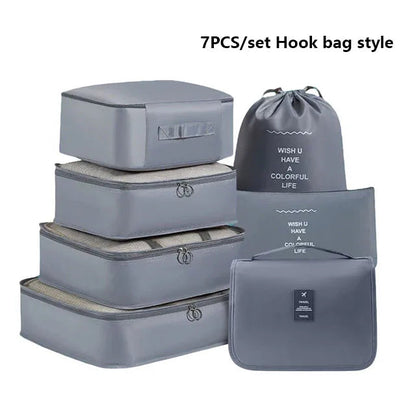 7pcs Set Foldable Clothes Sorting Organizer Bag Portable Luggage Travel Storage Bags,Travel Clothing Organizer,Packing Cubes Boutique Voyage