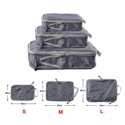 Foldable Compressible Packing Cubes, Waterproof Travel Storage Bag, Nylon Suitcase, Portable with Handbag, Luggage Organizer Boutique Voyage
