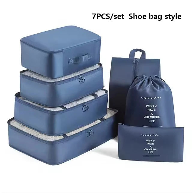 7pcs Set Foldable Clothes Sorting Organizer Bag Portable Luggage Travel Storage Bags,Travel Clothing Organizer,Packing Cubes Boutique Voyage
