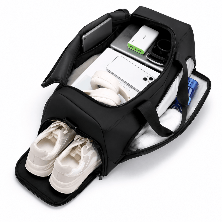 Sac de voyage avec compartiment chaussures ouvert