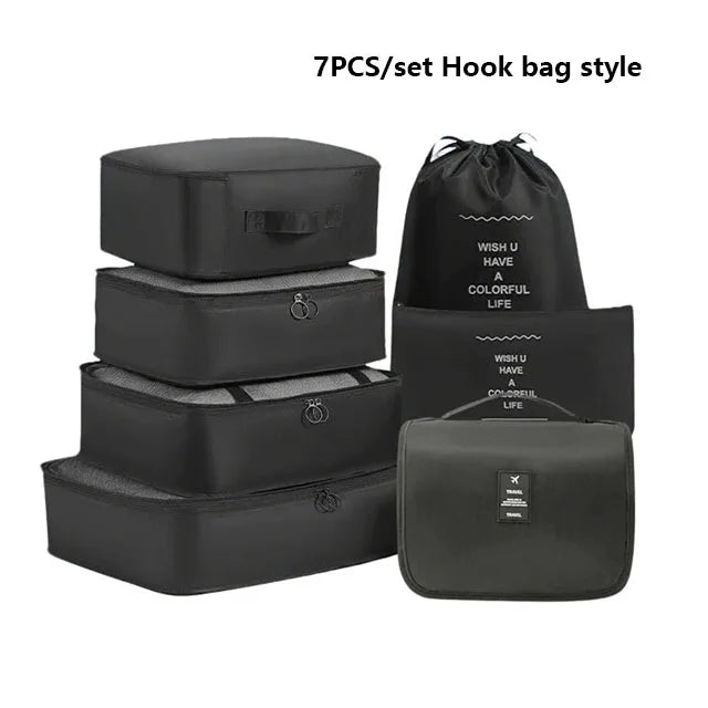 7pcs Set Foldable Clothes Sorting Organizer Bag Portable Luggage Travel Storage Bags,Travel Clothing Organizer,Packing Cubes Boutique Voyage
