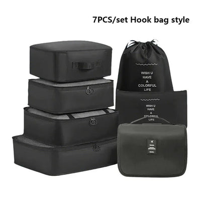 7pcs Set Foldable Clothes Sorting Organizer Bag Portable Luggage Travel Storage Bags,Travel Clothing Organizer,Packing Cubes Boutique Voyage
