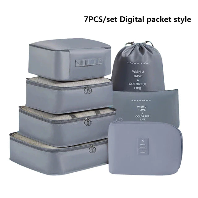 7pcs Set Foldable Clothes Sorting Organizer Bag Portable Luggage Travel Storage Bags,Travel Clothing Organizer,Packing Cubes Boutique Voyage