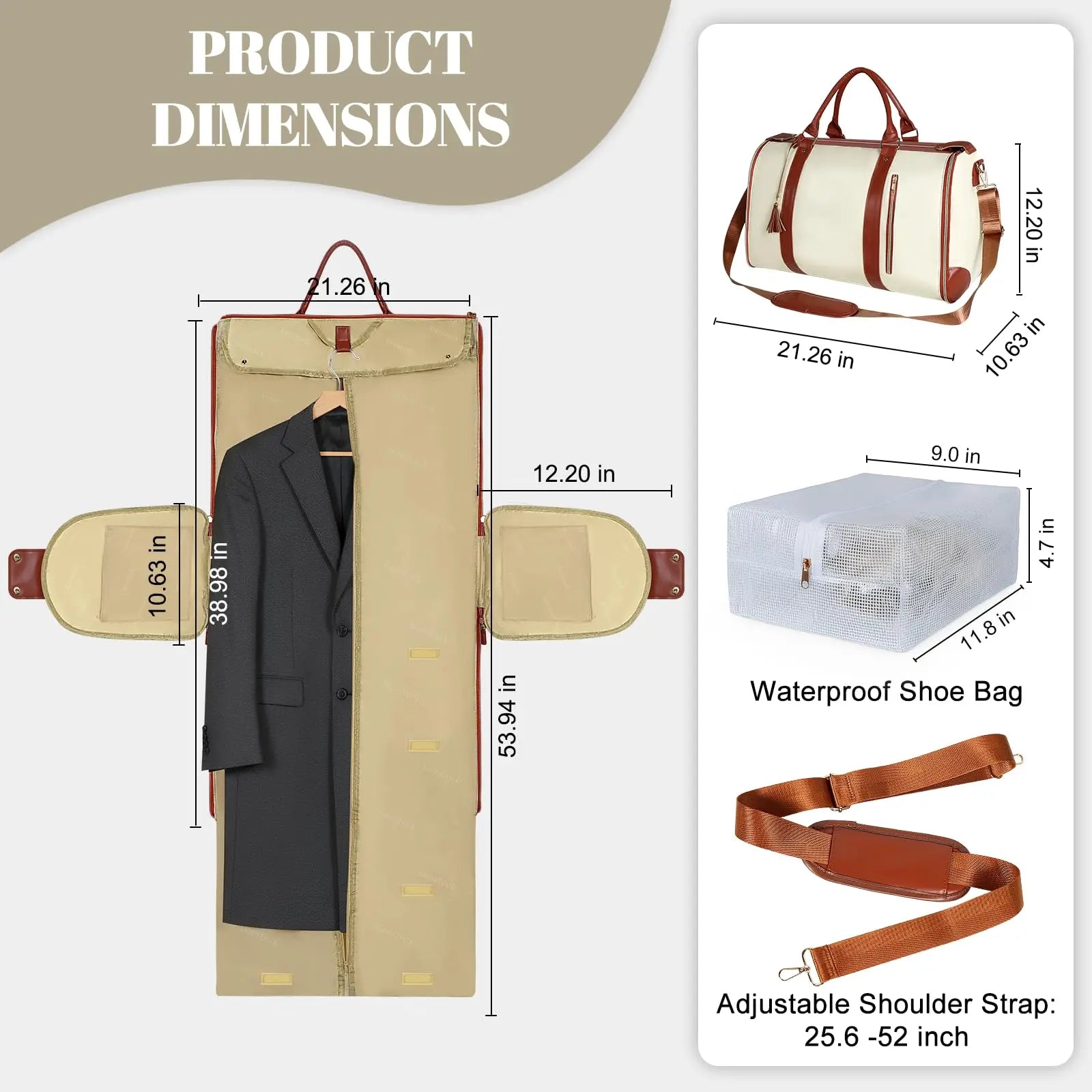 Geestock Convertible Garment Bag 2in1 Carry On Travel Duffle Bag Women Foldable Hanging Suit Travel Bags Waterproof Weekender Ba Boutique Voyage