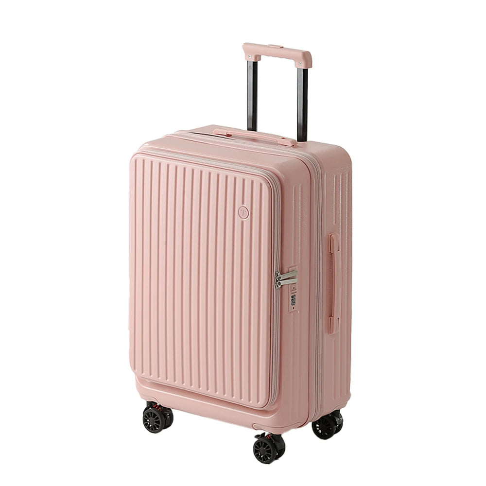 Multifunctional Front Opening Expandable Suitcase with Cup Holder Large Capacity Luggage 360° Shock Absorbing Wheels 20' 24' 28' Boutique Voyage