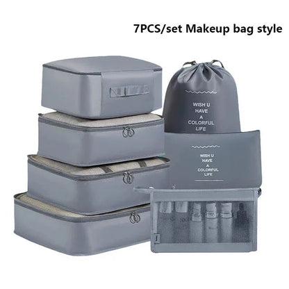 7pcs Set Foldable Clothes Sorting Organizer Bag Portable Luggage Travel Storage Bags,Travel Clothing Organizer,Packing Cubes Boutique Voyage