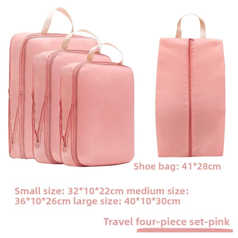 4Pcs/Set Travel Compression Packing Cubes Bag Portable Suitcase Clothes Organizers Waterproof Luggage Storage Cases Drawer Bags Boutique Voyage