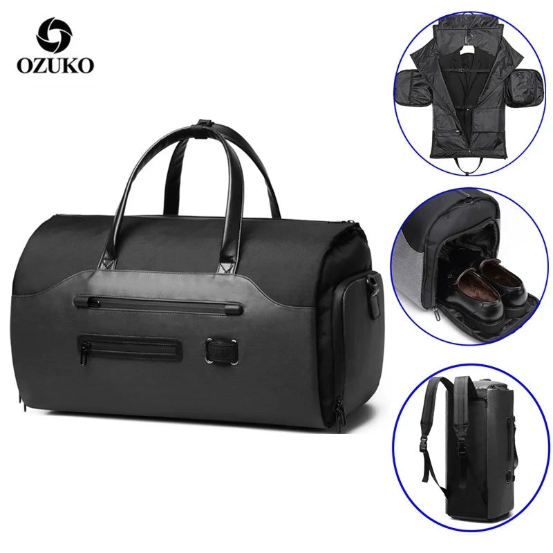 OZUKO Garment bag Multifunction Men Suit Storage Large Capacity Luggage Handbag Male Waterproof Travel Duffel Bag Shoes Pocket Boutique Voyage