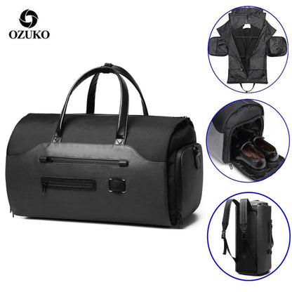 OZUKO Garment bag Multifunction Men Suit Storage Large Capacity Luggage Handbag Male Waterproof Travel Duffel Bag Shoes Pocket Boutique Voyage