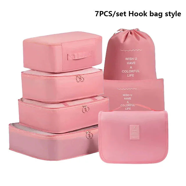 7pcs Set Foldable Clothes Sorting Organizer Bag Portable Luggage Travel Storage Bags,Travel Clothing Organizer,Packing Cubes Boutique Voyage
