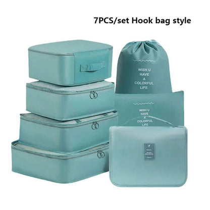7pcs Set Foldable Clothes Sorting Organizer Bag Portable Luggage Travel Storage Bags,Travel Clothing Organizer,Packing Cubes Boutique Voyage