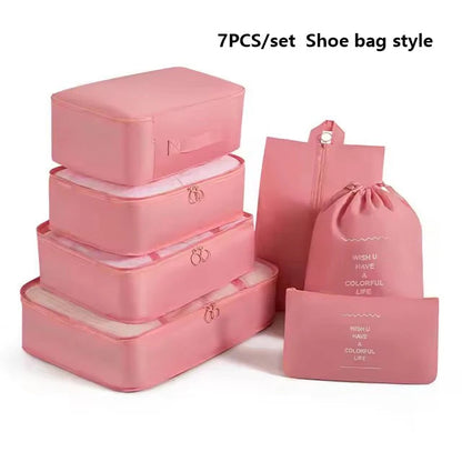 7pcs Set Foldable Clothes Sorting Organizer Bag Portable Luggage Travel Storage Bags,Travel Clothing Organizer,Packing Cubes Boutique Voyage