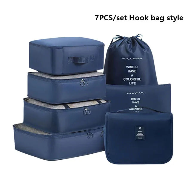 7pcs Set Foldable Clothes Sorting Organizer Bag Portable Luggage Travel Storage Bags,Travel Clothing Organizer,Packing Cubes Boutique Voyage