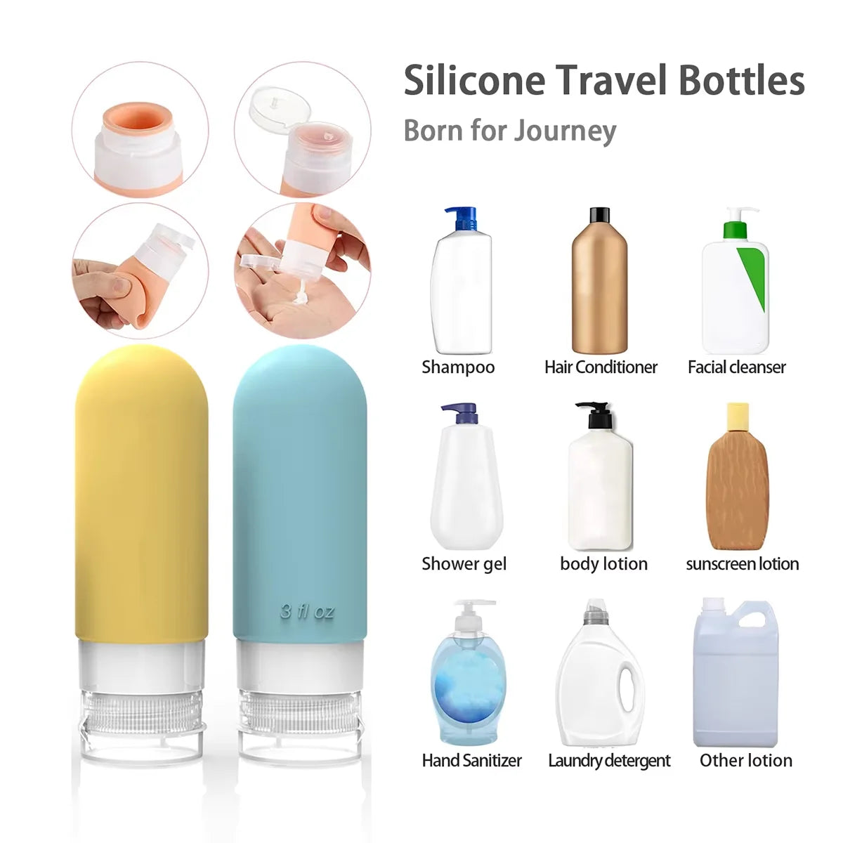 16 Pack Leak Proof Travel Bottle Set Made Of Silicone - TSA-Approved Containers For Toiletries And Conditioner Boutique Voyage