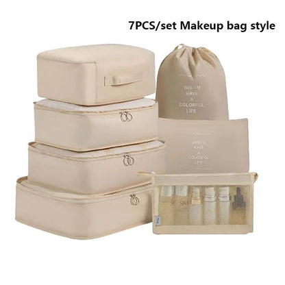 7pcs Set Foldable Clothes Sorting Organizer Bag Portable Luggage Travel Storage Bags,Travel Clothing Organizer,Packing Cubes Boutique Voyage