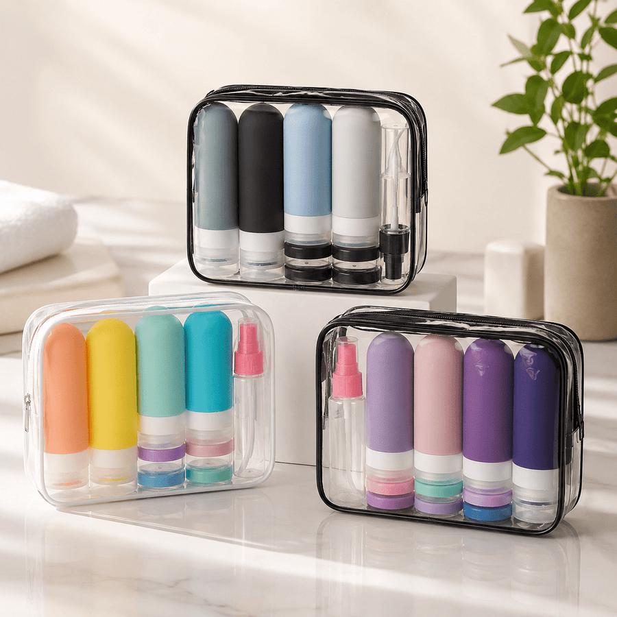 Set flacons voyage avec pochette mise en scene 4