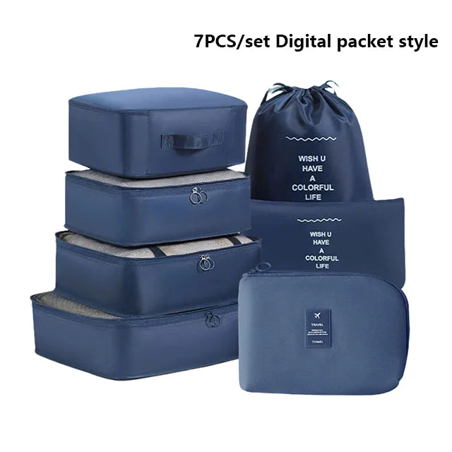 7pcs Set Foldable Clothes Sorting Organizer Bag Portable Luggage Travel Storage Bags,Travel Clothing Organizer,Packing Cubes Boutique Voyage