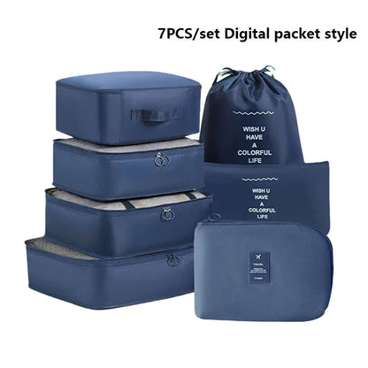 7pcs Set Foldable Clothes Sorting Organizer Bag Portable Luggage Travel Storage Bags,Travel Clothing Organizer,Packing Cubes Boutique Voyage