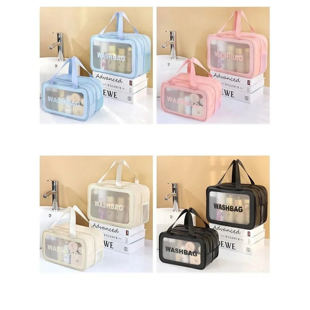 Dry-wet separation double transparent PU makeup bag portable washing bag cosmetic storage bag travel fitness swimming essentials Boutique Voyage