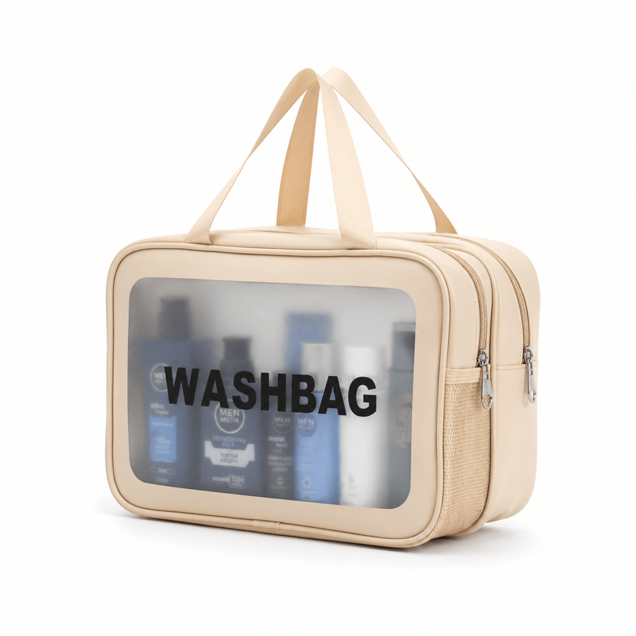 Trousse double compartiment sec/humide beige