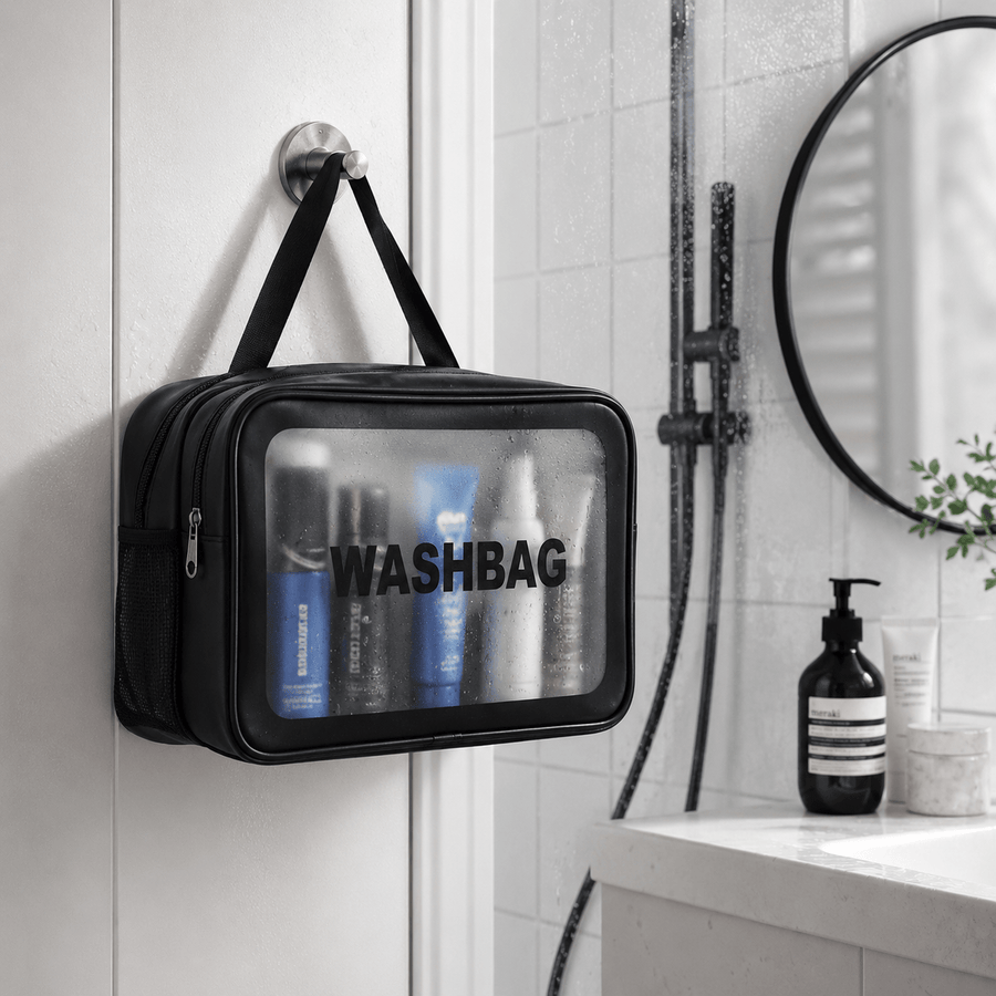 Trousse double compartiment sec/humide mise en scene