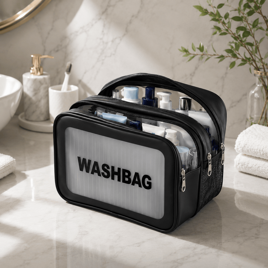 Trousse double compartiment sec/humide mise en scene, noir