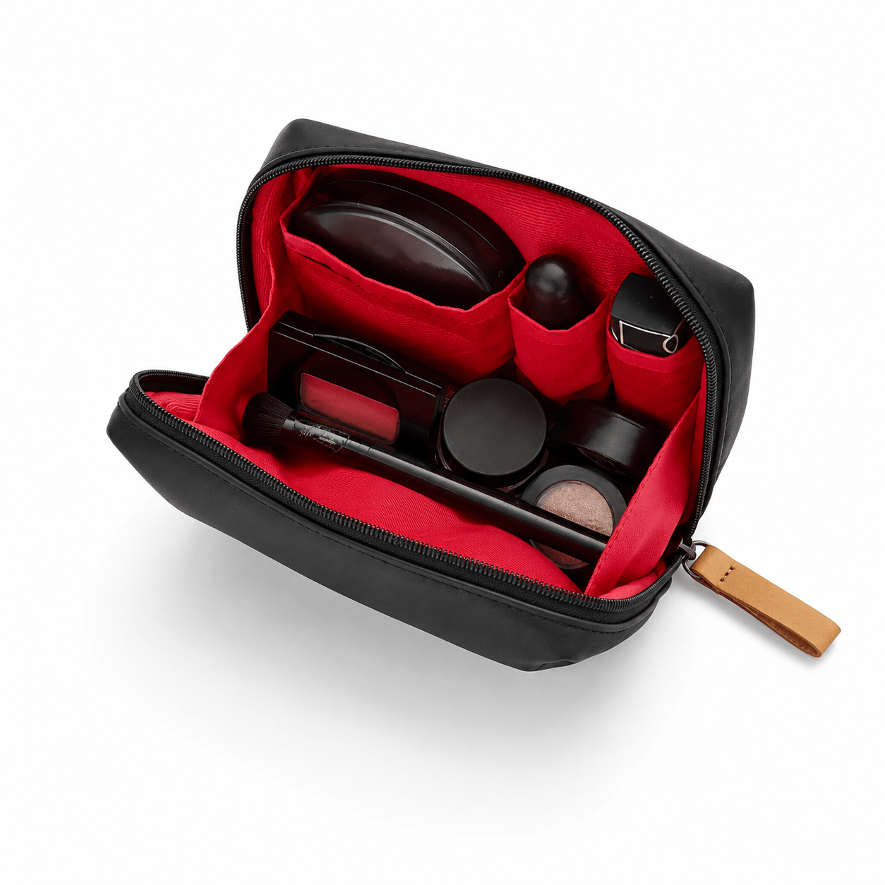 Trousse maquillage compacte style coréen, rouge et noir
