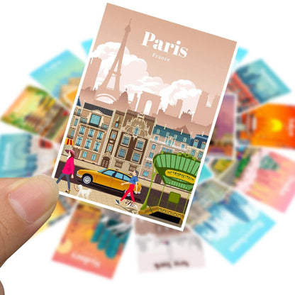 Autocollants valise villes Voyage Paisible