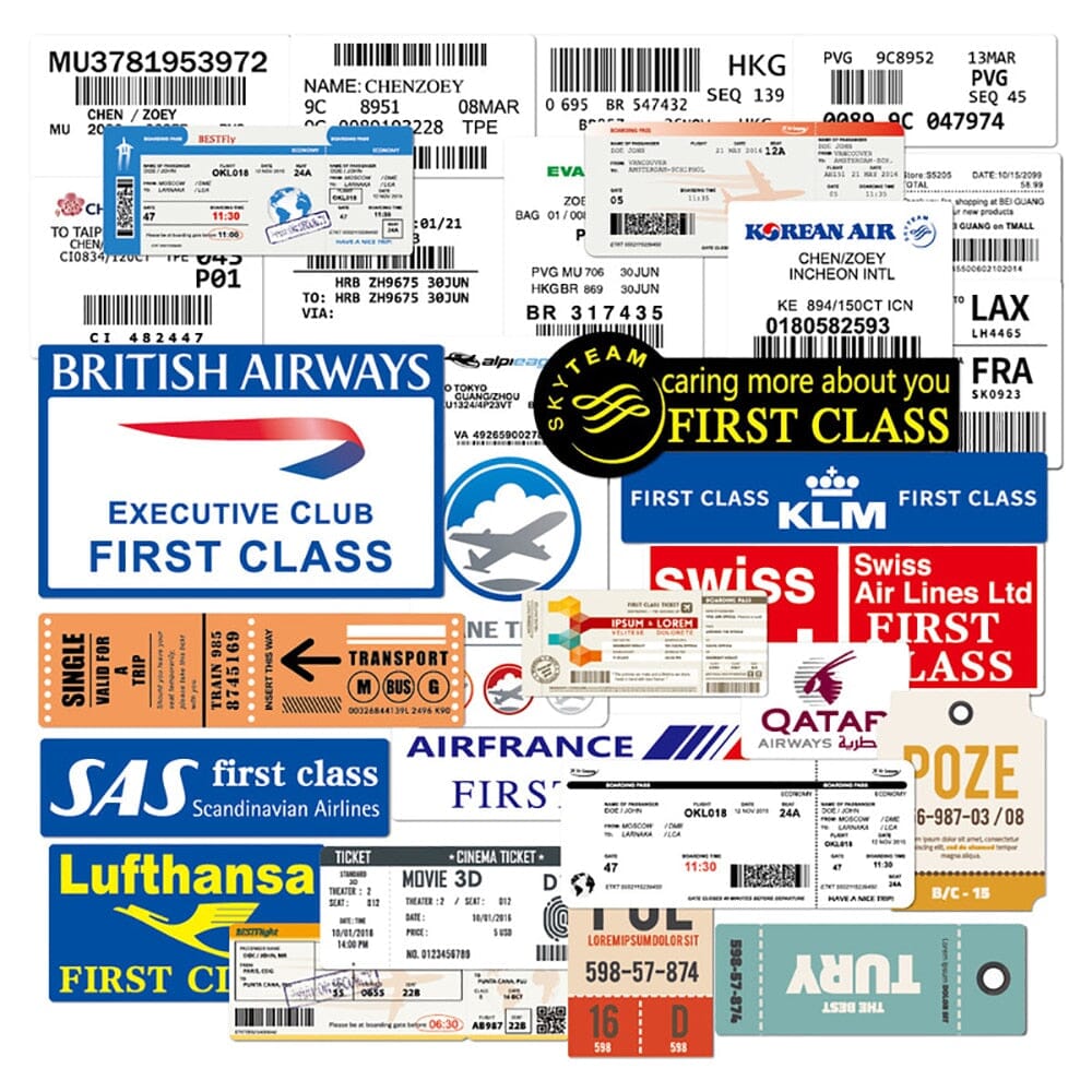 Autocollants Valise Cartes d'Embarquement