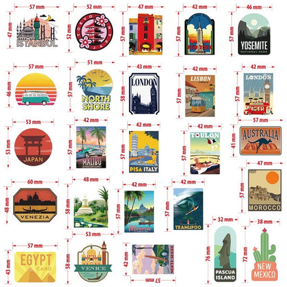 Autocollants valise destinations Voyage Paisible