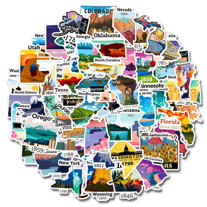 Autocollants valise États Américains Voyage Paisible