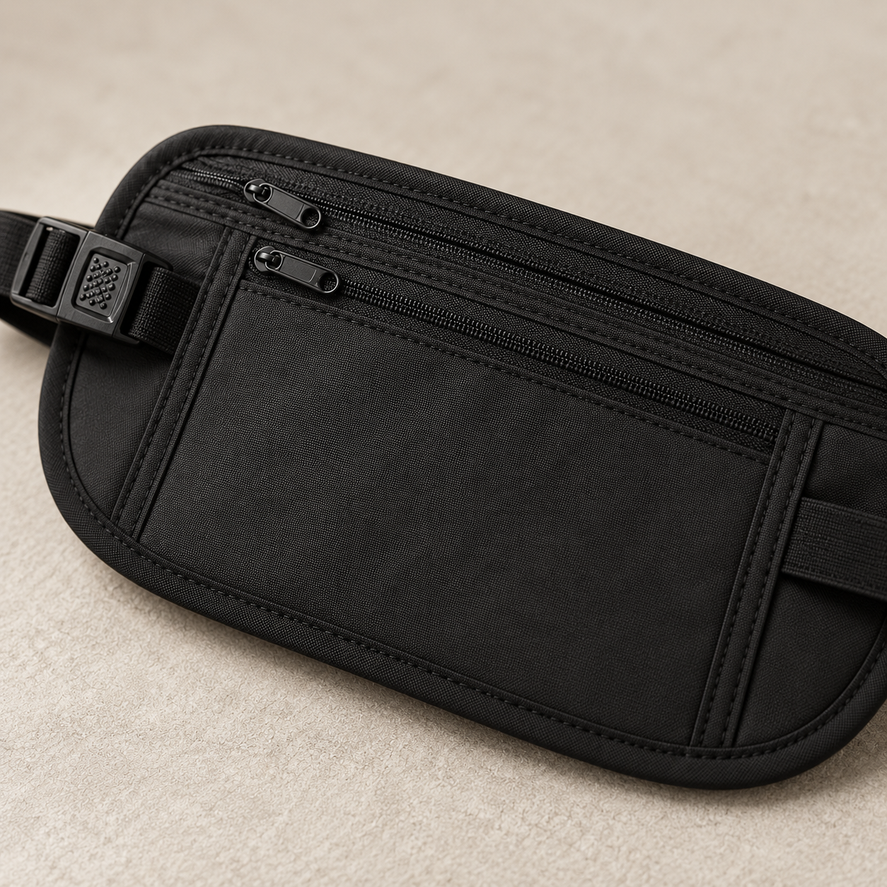 Sac banane noir avec compartiments zippés