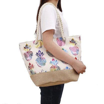 Sac de Plage Femme Bohême Ananas Voyage Paisible