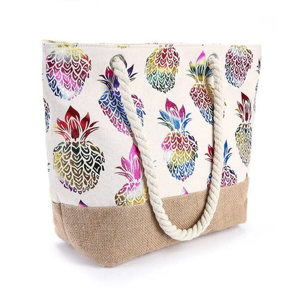 Sac de Plage Femme Bohême Ananas Voyage Paisible