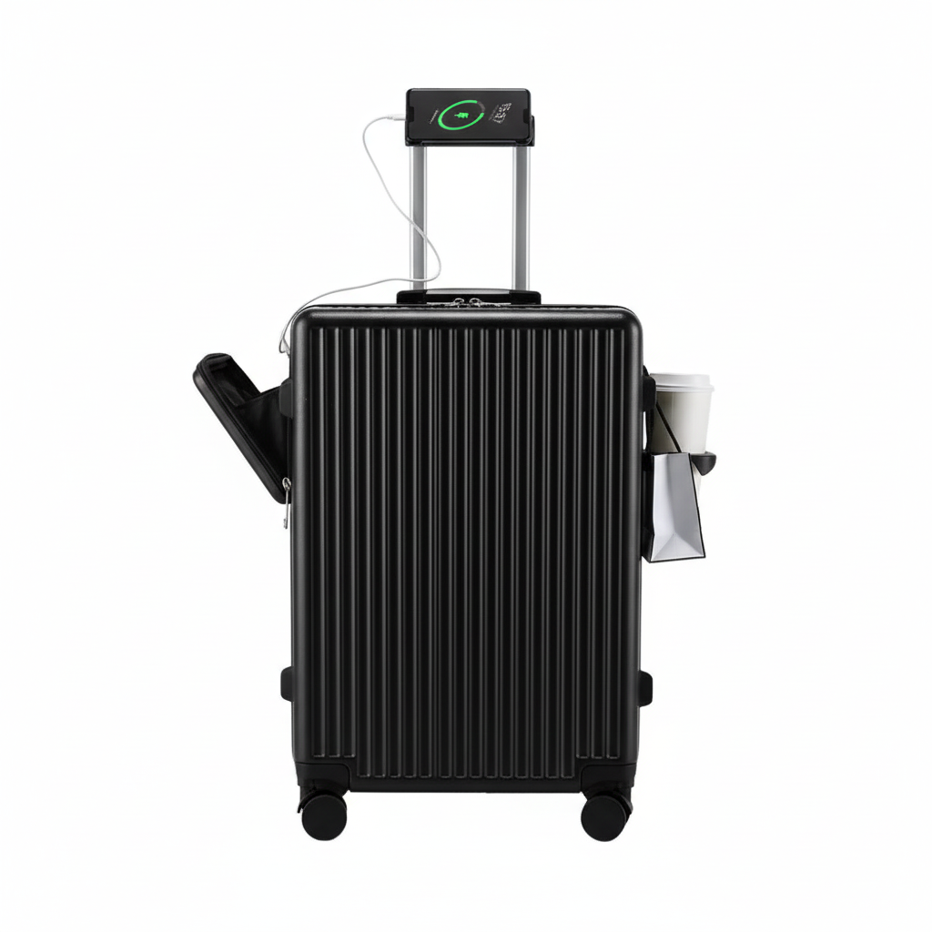 Valise Cabine Premium Aluminium - Fond blanc